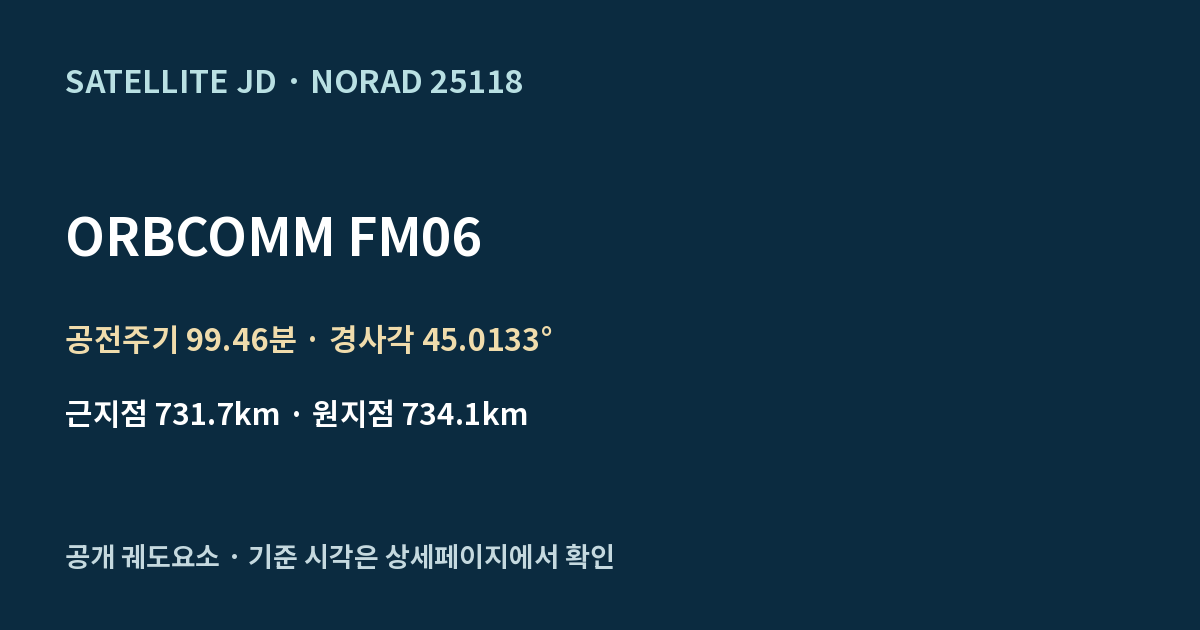 ORBCOMM FM06 — 공개 궤도요소 요약