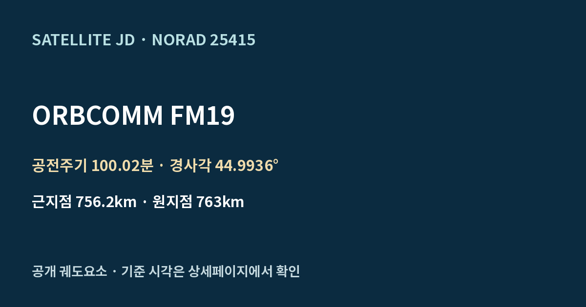 ORBCOMM FM19 — 공개 궤도요소 요약