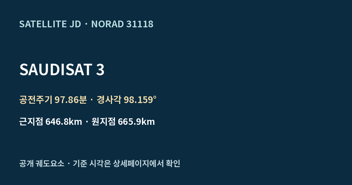 SAUDISAT 3 — 공개 궤도요소 요약