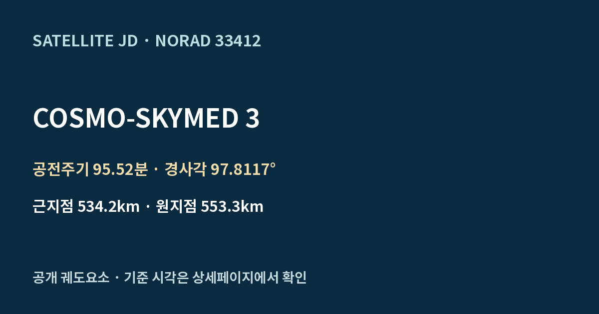 COSMO-SKYMED 3 — 공개 궤도요소 요약