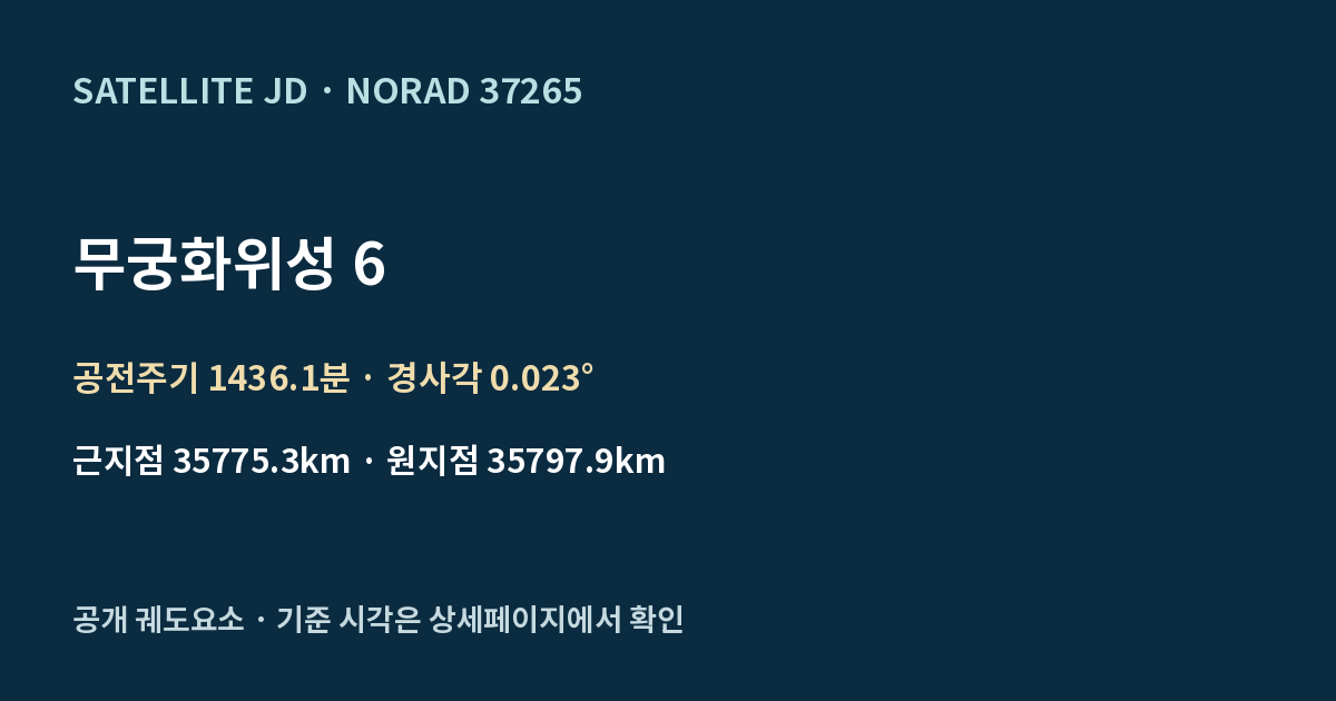 무궁화위성 6 — 공개 궤도요소 요약