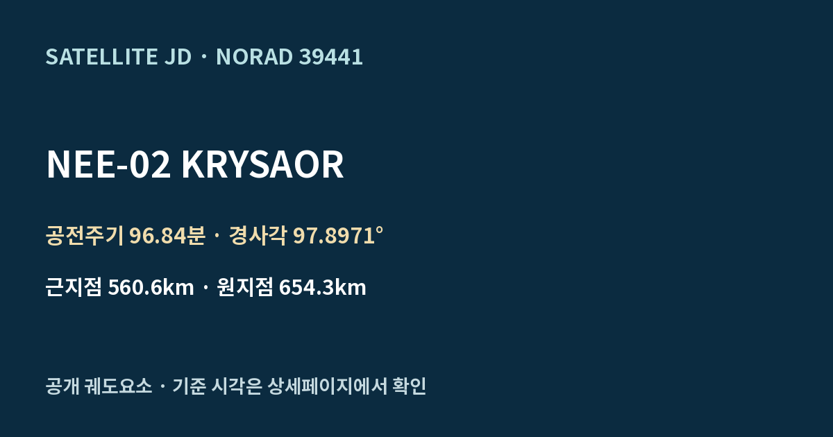 NEE-02 KRYSAOR — 공개 궤도요소 요약