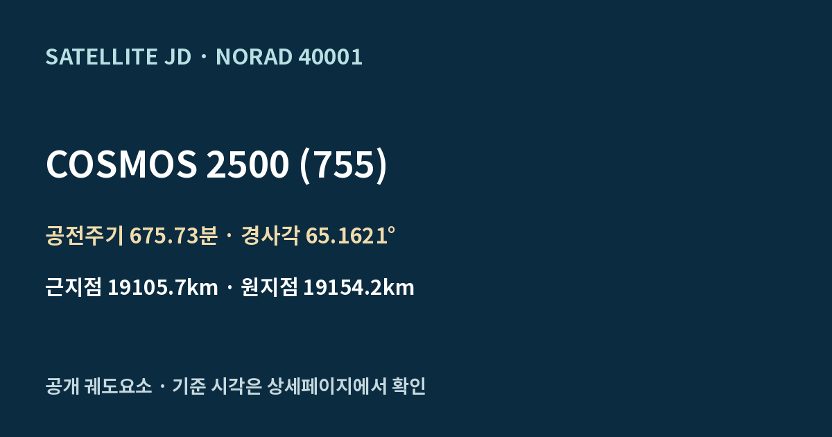 COSMOS 2500 (755) — 공개 궤도요소 요약