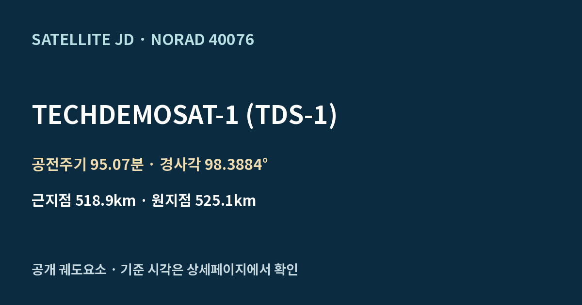 TECHDEMOSAT-1 (TDS-1) — 공개 궤도요소 요약