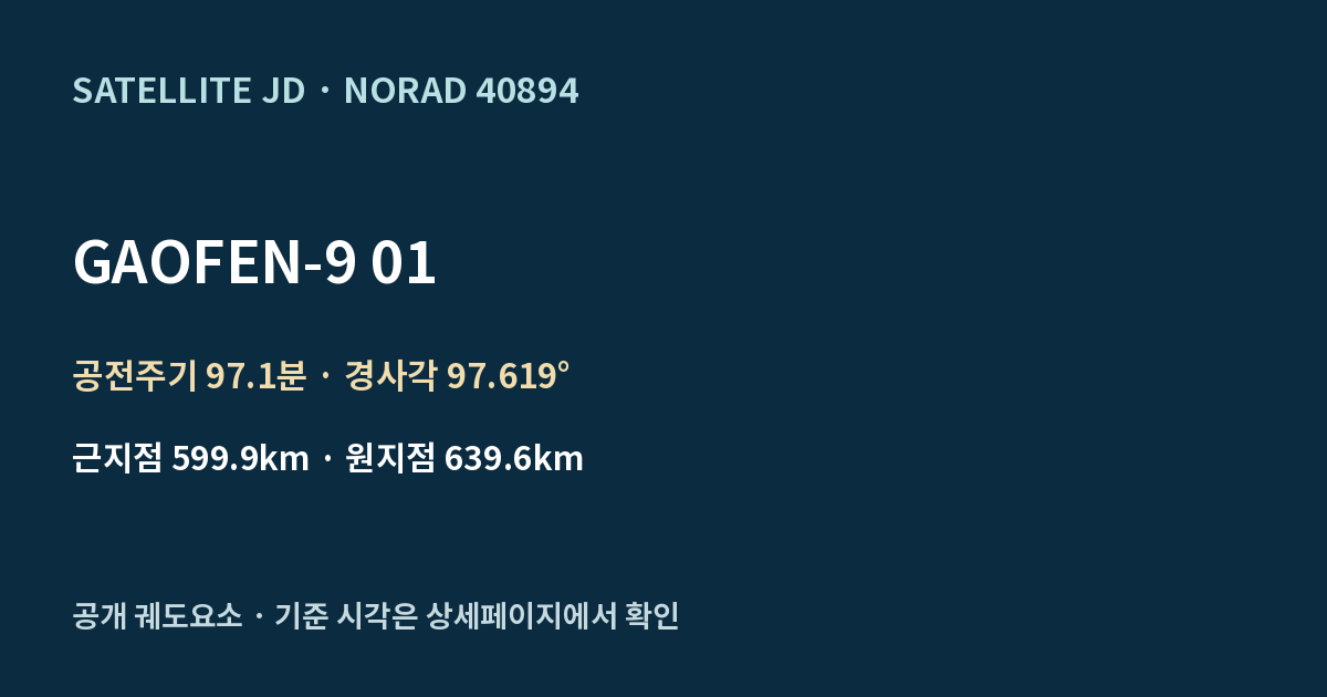GAOFEN-9 01 — 공개 궤도요소 요약