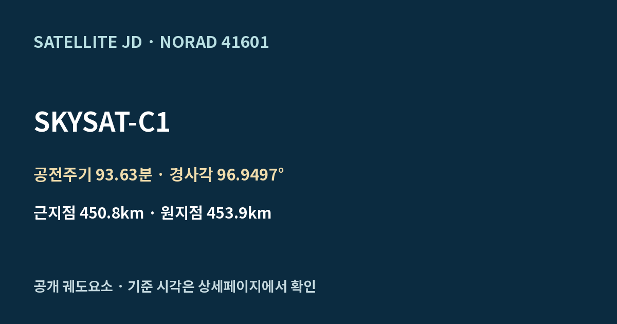 SKYSAT-C1 — 공개 궤도요소 요약