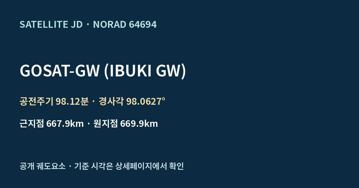 GOSAT-GW (IBUKI GW) — 공개 궤도요소 요약